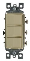 Leviton 1755-2I 15 Amp, 120 Volt, Individual Switches, Decora Three Rocker Combination Switch, Commercial Grade, with Ground Screw, Ivory