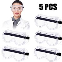 5 Pairs Protective Safety Goggles Adjustable Safety Glasses Anti-Fog Anti-Splash Anti-Scratch Clear Safety Goggles Eye Protection with Elastic Black Strap for Home Lab Workplace