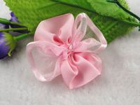 35pcs Organza Polyester with Cabbage Rose Flower Appliques Sewing Pick Color (Pink)