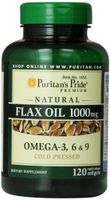 Puritan's Pride Premium Natural Flax Oil 1000 mg Omega-3, 6 & 9 Cold Pressed, 120 Softgels