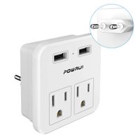 European Plug Adapter, travel adapter, POWRUI international power adapter with 2 AC Outlets and Dual USB ports for USA To Most of Europe EU Israel Brazil Italy(Type C - Most of Europe)