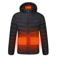 Briskorry Heated Coats USB Charging Electric Heated Jacket Washable for Men Outdoor Motorcycle Riding Hunting Ranger Black