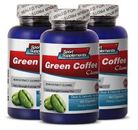Green Coffee Bean Extract for Weight Loss - Green Coffee Cleanse 400mg - Premium Herbal Green Coffee Cleanse to Improve Immune System Functioning, Mood and Boost Energy (3 Bottles 180 Capsules)
