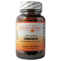Doctor’s Choice Cinnamon Herbal Supplement with Organic Cinnamon Bark, 60 Liquid Filled Veggie Caps, Kosher – Premium Quality – Glass Bottle.