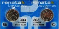 2 Renata 303 SR44SW Watch 0%Hg Mercury Free Battery Batteries