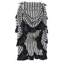 EDC Women's Girl's Striped Steampunk Gothic Victorian High Low Skirt Halloween Bustle Style (L, White)