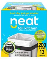 Neat Tall Kitchen 13 Gallon Drawstring Trash Bags - (MEGA 200 Count) - Triple Ply Fortified, Eco-Friendly 50% Recycled Material, Neutralize+ Odor Technology, Reversible Black and White Garbage Bags
