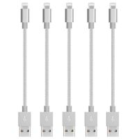 CableCord Short Nylon Braided USB Lightning Charging Cable/Data USB Compatible for iPhoneX Case /8/8 Plus/7/7 Plus/6/6s Plus,iPad Mini- 8-inch (5-Pack, Space Grey)