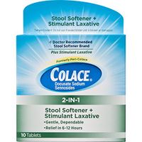 Colace 2-IN-1 Stool Softener & Stimulant Laxative Tablets, 10 Count, Gentle Constipation Relief in 6-12 Hours