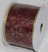 Nantucket Home Wired Ribbon, 2.5-inch X 10-Yard (Brown Gold Snowflakes)