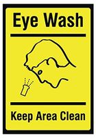 Large 9x12 - 4 Pack - Eye Wash Keep Area Clean Sticker Sign - First Aid Station Manufacturing Sticker Signs - Peel and Stick Sticker