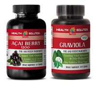 Mood Support 5htp - ACAI Berry - GRAVIOLA - acai Diet Pills - 2 Bottles Combo 120 Capsules