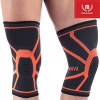 Mava Sports Knee Compression Sleeve Support for Men and Women - Perfect for Powerlifting, Weightlifting, Running, Gym Workout, Squats and Pain Relief (Orange, Small)