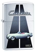 Zippo Lighter Chevy Corvette 1953 Brushed Chrome