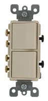 Leviton 5640-T 20 Amp, 120/277 Volt, Decora 3-Way / 3-Way AC Combination Switch, Commercial Grade, Grounding, Light Almond