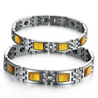 SunnyHouse Jewelry His or Hers Matching Set Couple Perfect Titanium Bangle Bracelet Magnetic Simple Korean Style Anti-fatigue Anti-radiation in a Gift Box (His)