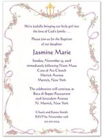 Embossed Cross and Vine Baptism Christening Invitations - Set of 20