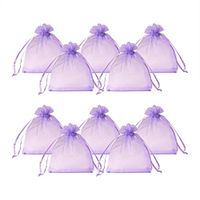 PandaHall Elite 200 Pcs 4.7x3.9 Inch Purple Drawstring Organza Gift Bags Candy Favor Bags Jewelry Pouches for Wedding Party Favors Christmas