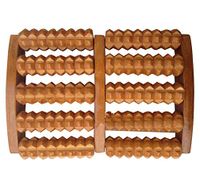 Wooden Footrest Foot Massage Rubbing Row Roller Wooden Massage-5 Row/Red