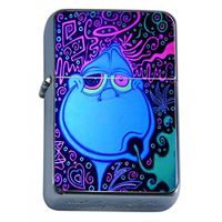 Trippy Blue Dude Flip Top Dual Torch Em1 Smoking Cigarette Silver Refillable Dual Flame