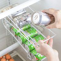 Storage Rack, Refrigerator Double Cans Storage Rack Finishing Rack Kitchen Desktop Rack Kitchen Dining Bar Home Decorations, for Home DIY Day White