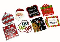 Jumbo Christmas Holiday Glittery Giant Gift Wrap Tags with Bells - Pack of 8