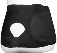 Safe n' Simple Unisex Ostomy Hernia Support Belt with Adjustable Hole, Stoma Hernia Belt, Left Hole, 8", Black, X-Large