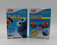 (2 Pack) Children's Bandages Round Sesame Street Cartoon Spot, Latex Free, Adhesive Bandages Sesame Street PVC Figure 60 Spot Sterile (120 units)