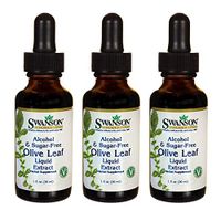 Swanson Olive Leaf Liquid Extract (Alcohol- and Sugar-Free) 1 fl Ounce (29.6 ml) Liquid (3 Pack)