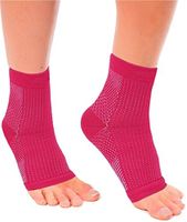MojaSports Ankle Compression Socks Plantar Fasciitis Foot Sleeves for Arch Support - Relieve Pain, Eases Swelling & Heel Spurs - Better Than Night Splint or Brace (Pnk/Wht-SmMed-1Pr)