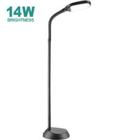 14W addlon LED Floor Lamp: Reading Light Craft Lights 2 Brightness Level Dimmable Head Natural Daylight Standing Pole Light with Gooseneck for Sewing Bedroom Office Artist (Black) -Floor Lamps