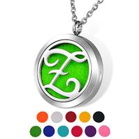 HOUSWEETY Aromatherapy Essential Oil Diffuser Necklace-Stainless Steel Locket Pendant,11 Refill Pads Letter Z