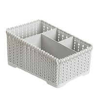 QIUUE Bathroom Cosmetic Storage Basket Office Plastic Storage Box Desktop Finishing Box Cosmetics Debris Case (Light Grey)