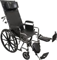 ProBasics Standard Reclining Wheelchair - Padded Detachable Desk Length Arms - 300 Pound Weight Capacity - Elevating Leg Rest, 18 x 16 inch Seat