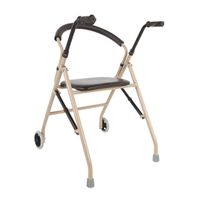 OULYO- Foldable Rollator Walker, Carbon Steel Bracket Disabled Rehabilitation Walker Adjustable for Adult Seniors Non-Slip Four-Legged Cane (Color : Red)