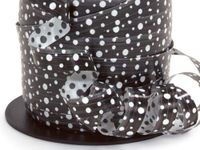 250YDS Spool of 3/8" Black & White Reversible Polka Dot Poly Curling Ribbon