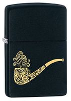 Zippo Custom Lighter: Smoking Pipe Engraved - Black Matte 78543