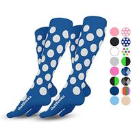 Go2Socks Compression Socks for Men Women Nurses Runners 20-30 mmHg Medical Stocking Athletic(2pBluePolka,M)