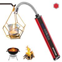 Boncas Candle Lighter, Large Capacity Windproof USB Lighter, Plasma Arc Lighter with Long Flexible Neck and Battery Display for Lighting Candles, Camping, BBQ, Fireworks Red
