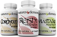 Reishi, Cordyceps and Maitake Mushroom Extract - Pack of 3 - Mushroom Trio for Immune Defense! - Vegetarian Safe - (Cordyceps Sinensis) - (Grifola Frondosa) - (Ganoderma Lucidum - by Natures Elements