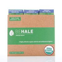 Behale 100% USDA Certified Organic Pure Undiluted Essential Oil Trio - Aromatherapy Set - Immuno Boost - Eucalyptus Radiata, Peppermint, and Tea Tree Oil (3 x 10ml)