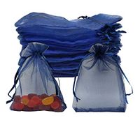 Sheer Organza Bags 60pcs Favor Gift Bag Drawstring Mesh Bags Business Packages (4x6, navy blue)