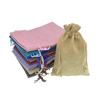 Bezall® 20pcs Drawstring Burlap Jute Sacks Jewelry Candy Pouch Christmas Wedding Party Favor Gift Bags (Mixed Color, 2.7 x 3.5")