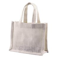 POSHNPRETTY Small Burlap Party Gussets Favor Bags Jute Gift Tote Bags (Pack of 6) - Choose Colors (White)