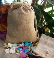 PoshNPretty 12" x 14" Large Burlap Jute Gift Bags with Drawstrings, 12-Pack - Choose Natural or Red (Natural)
