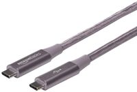 AmazonBasics Double Braided Nylon USB Type-C to Type-C 3.1 Gen 1 Charger Cable | 6 feet, Dark Grey (Renewed)