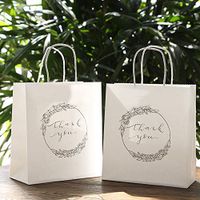 UNIQOOO 24 Count Thank You White Kraft Paper Favor Bags | Wedding Gift Bags | Perfect for Wedding Welcome Bags, Thanksgiving Gift, Holiday Party Goody Bags, Business Gift, Reception, Bridal Shower