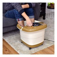 All-in-One Foot Spa Bath Massager TEM/Time Set Heat Bubble Vibration W/6 Roller
