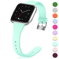 Hamile for Fitbit Versa/Versa 2/SE/Lite Bands, Slim Soft Silicone Wristbands Fitness Straps Replacement Belt for Fitbit Versa Lite Edition Fitness Smart Watch Band, Women Men, Large (MintGreen)