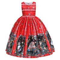 Driuankeji Girls Dress Christmas Holiday Party Dresses Santa Snowman Print Swing Dress Teen Girl Xmas Costume Red